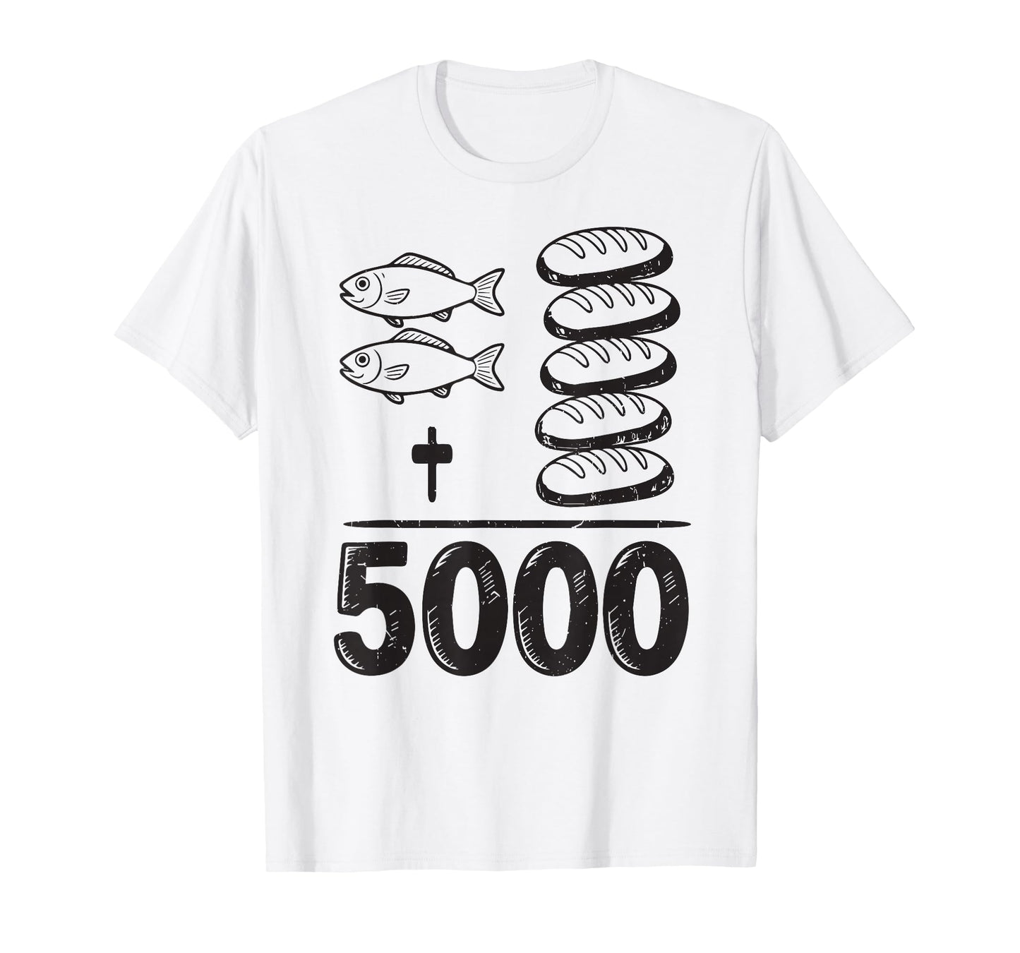 Feed 5000 Miracles Jesus Math Christian Humor Bible Verse T-Shirt