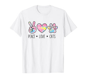 Peace Love Cats Cute Paw Heart Cat Lover Positive Animal T-Shirt