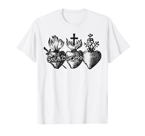 Three Hearts of The Holy Sacred Heart of Jesus Mary Joseph T-Shirt