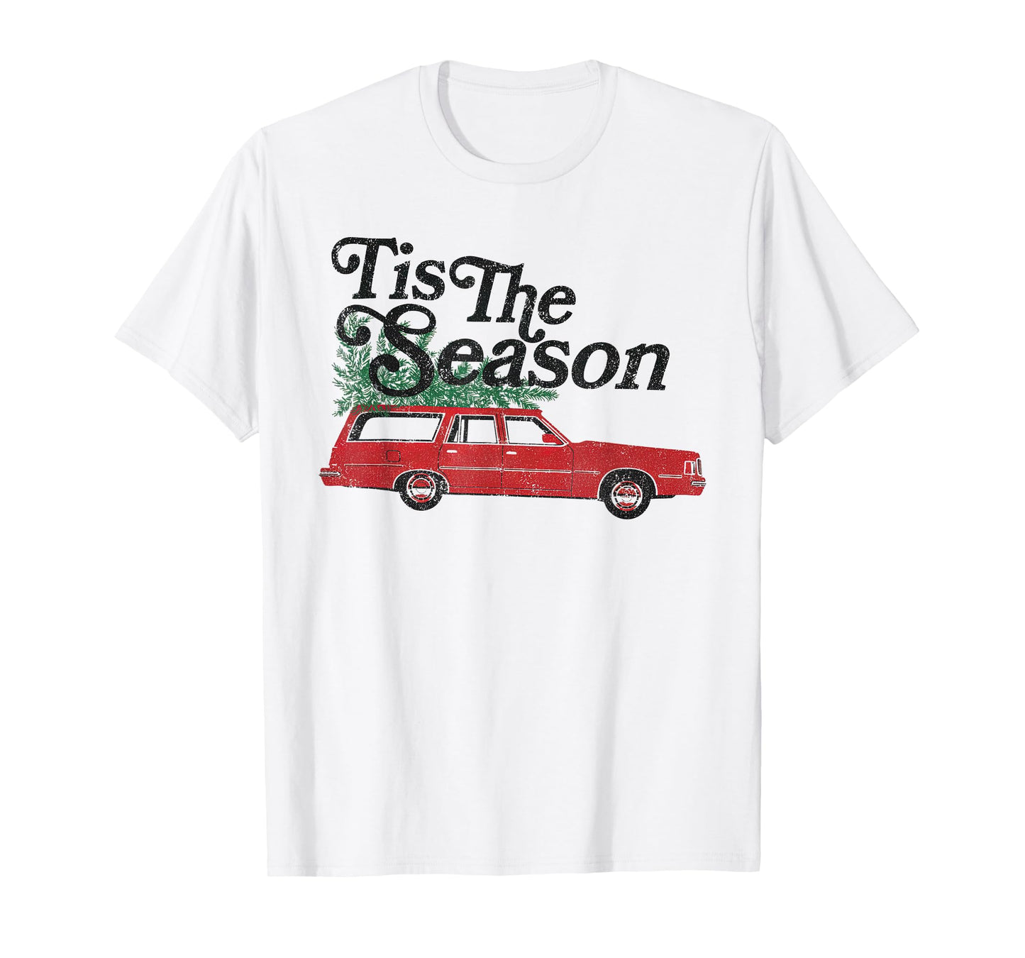 ’Tis The Season Retro Wagon Christmas Tree Holiday T-Shirt