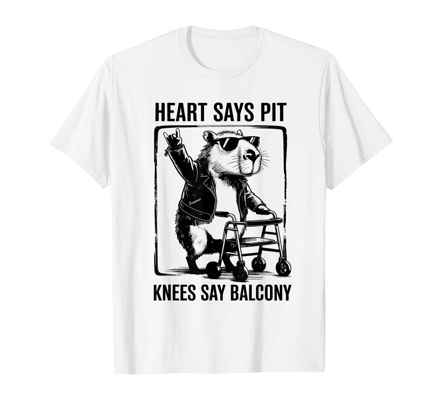 Heart Says Pit Knees Say Balcony Funny Festival Graphic T-Shirt
