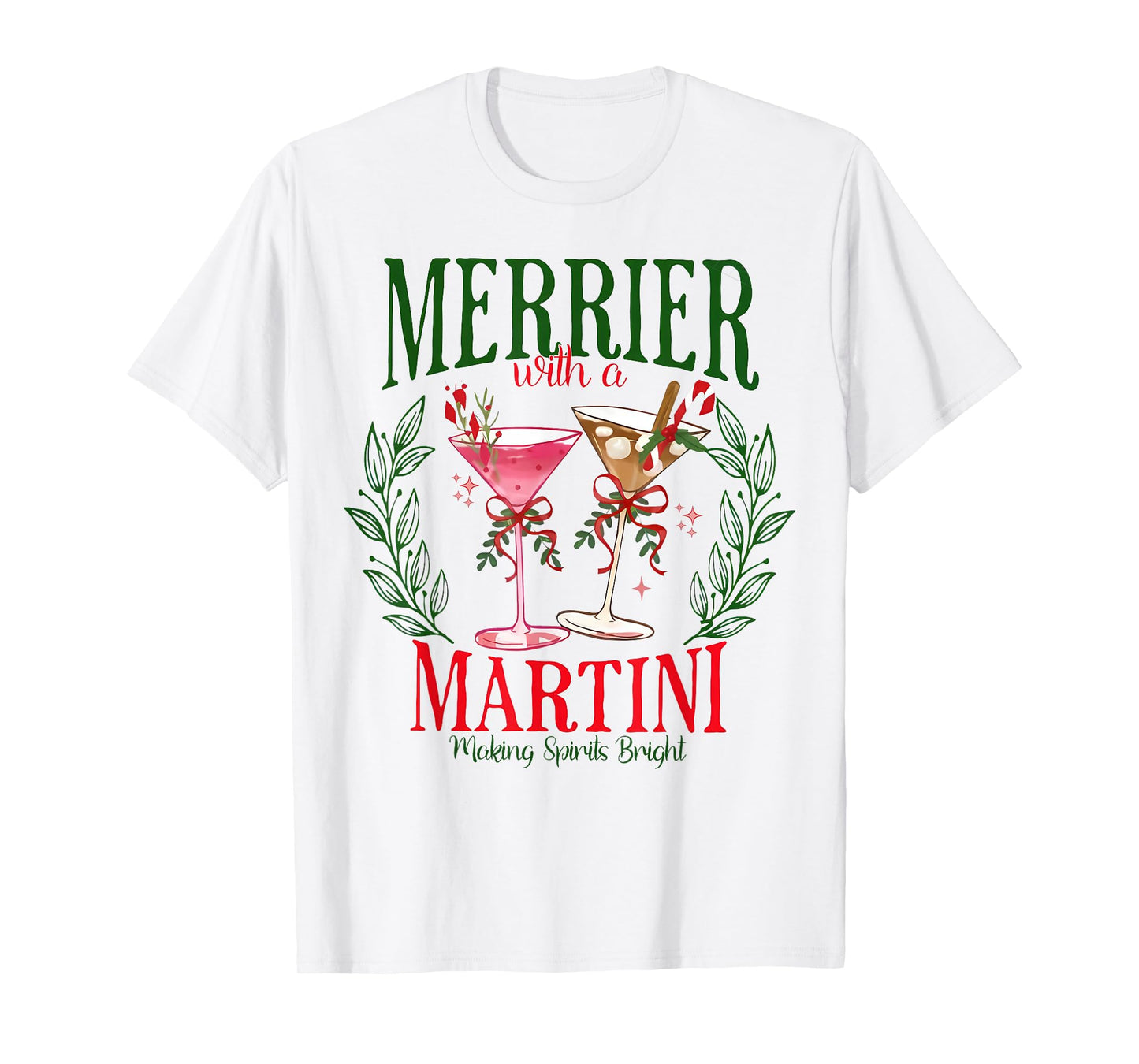 Merrier with A Martini Funny Bachelorette Merry Christmas T-Shirt