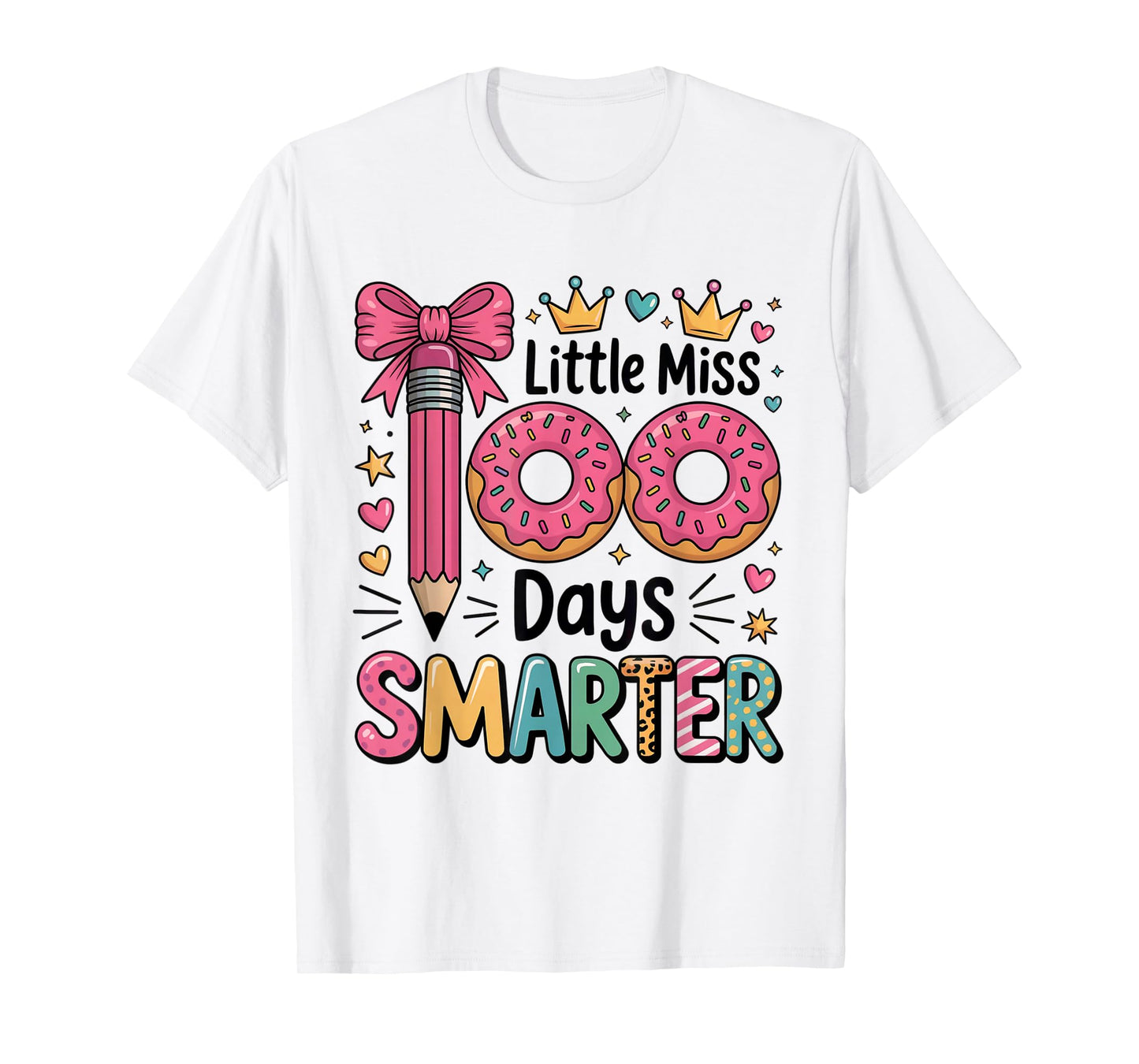 Little Miss 100 Days Smarter Kids Girls 100th Day of School T-Shirt