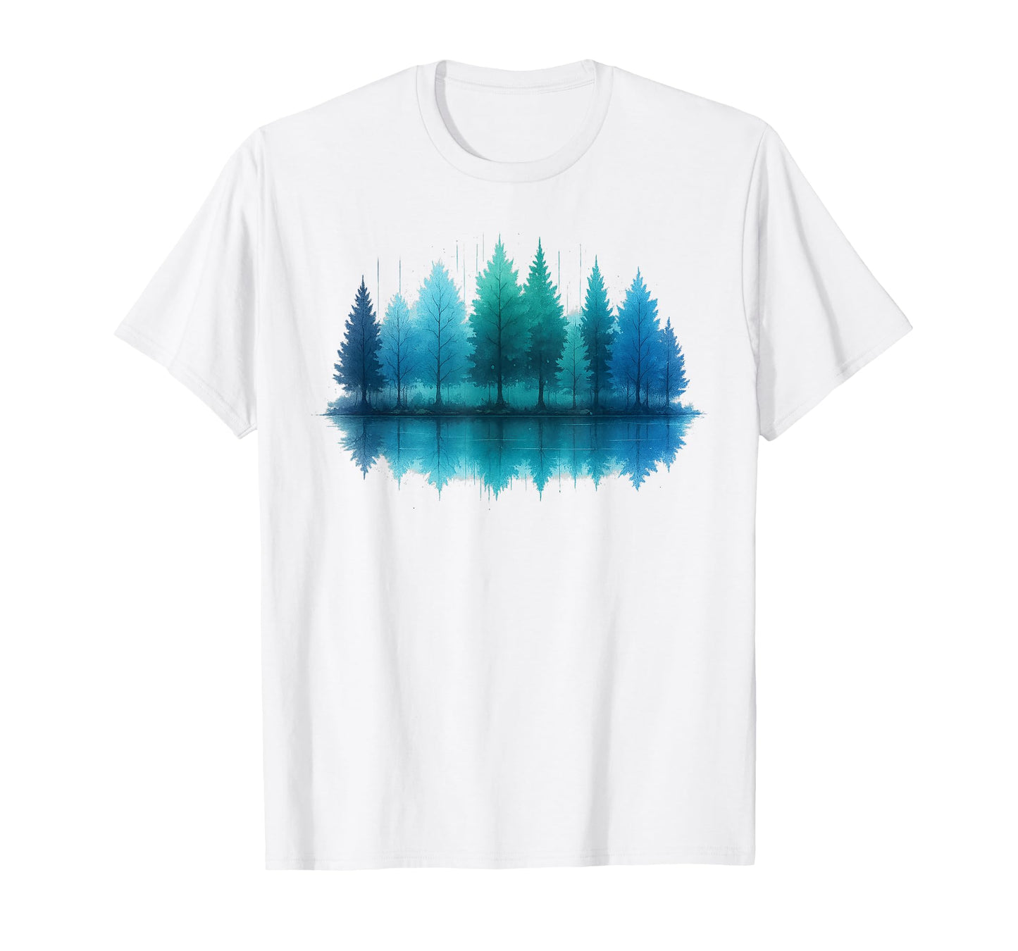 Forest Trees Reflection Nature Outdoor Wildlife Landscape T-Shirt