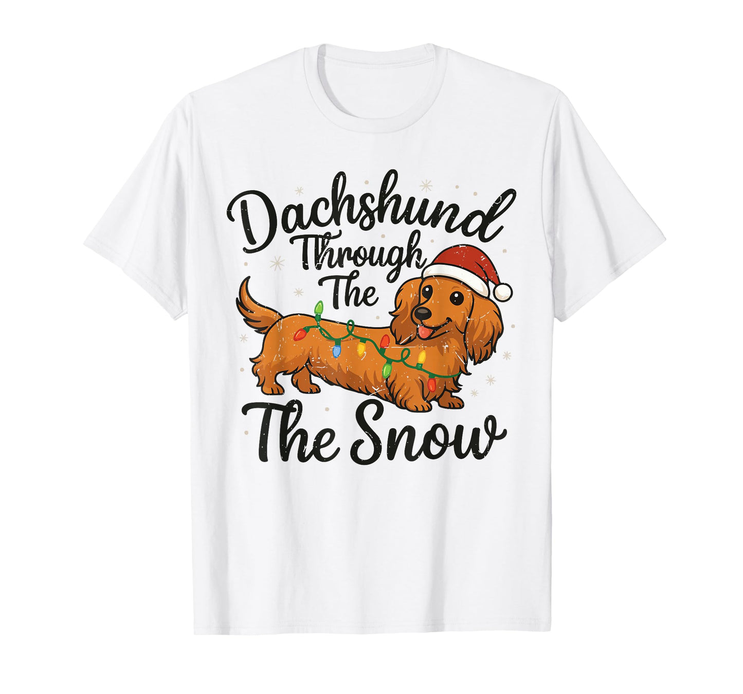 Toddler Long Hair Dachshund Through Snow Christmas Pajamas T-Shirt