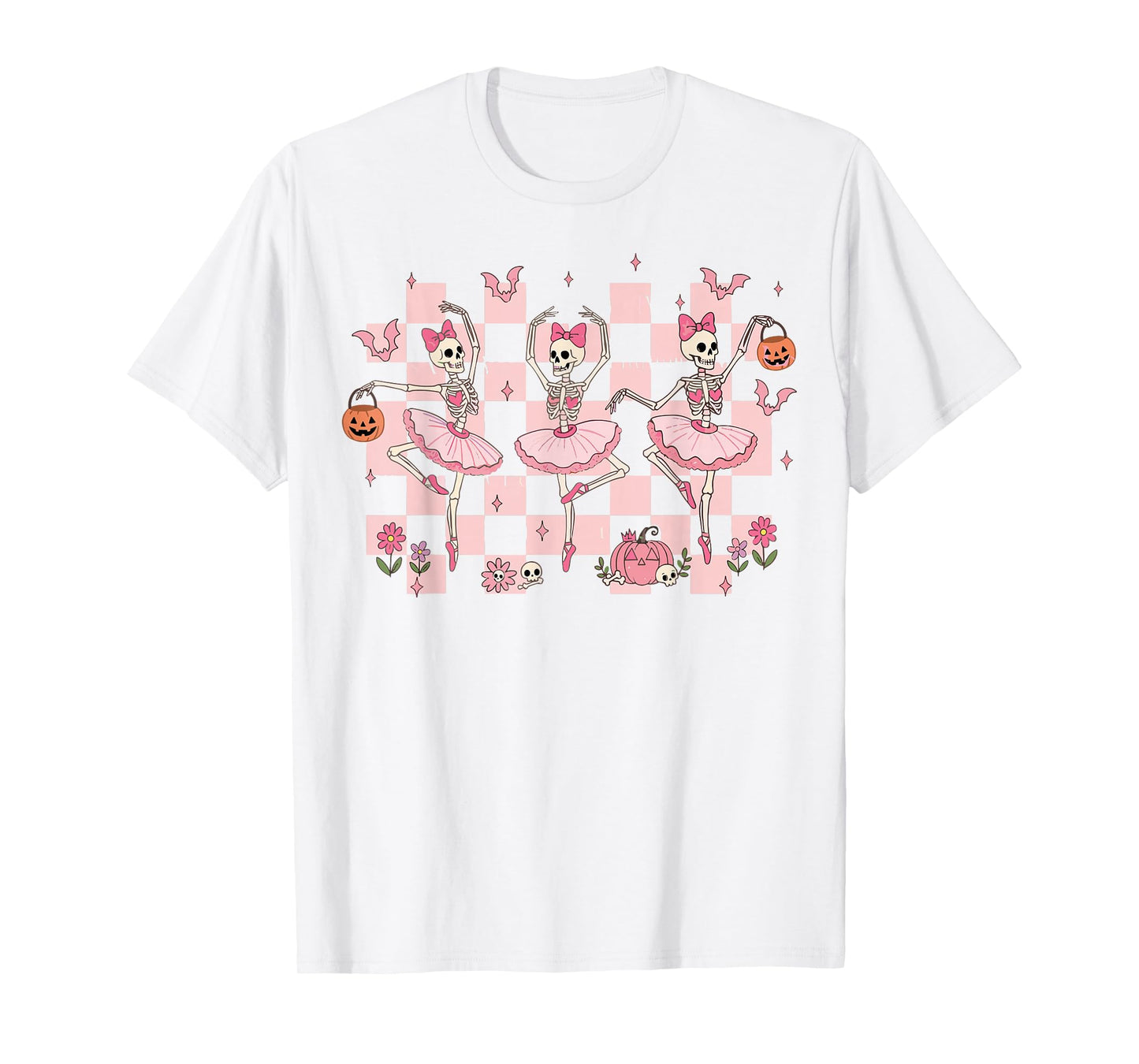 Girls Halloween Ballerinas Dancing Skeletons Cute Ballet Tee T-Shirt