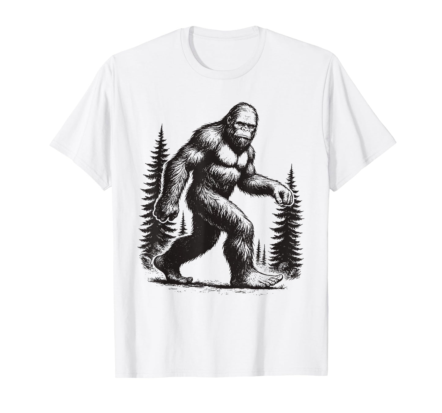 Retro Bigfoot in The Forest Sasquatch Men T-Shirt