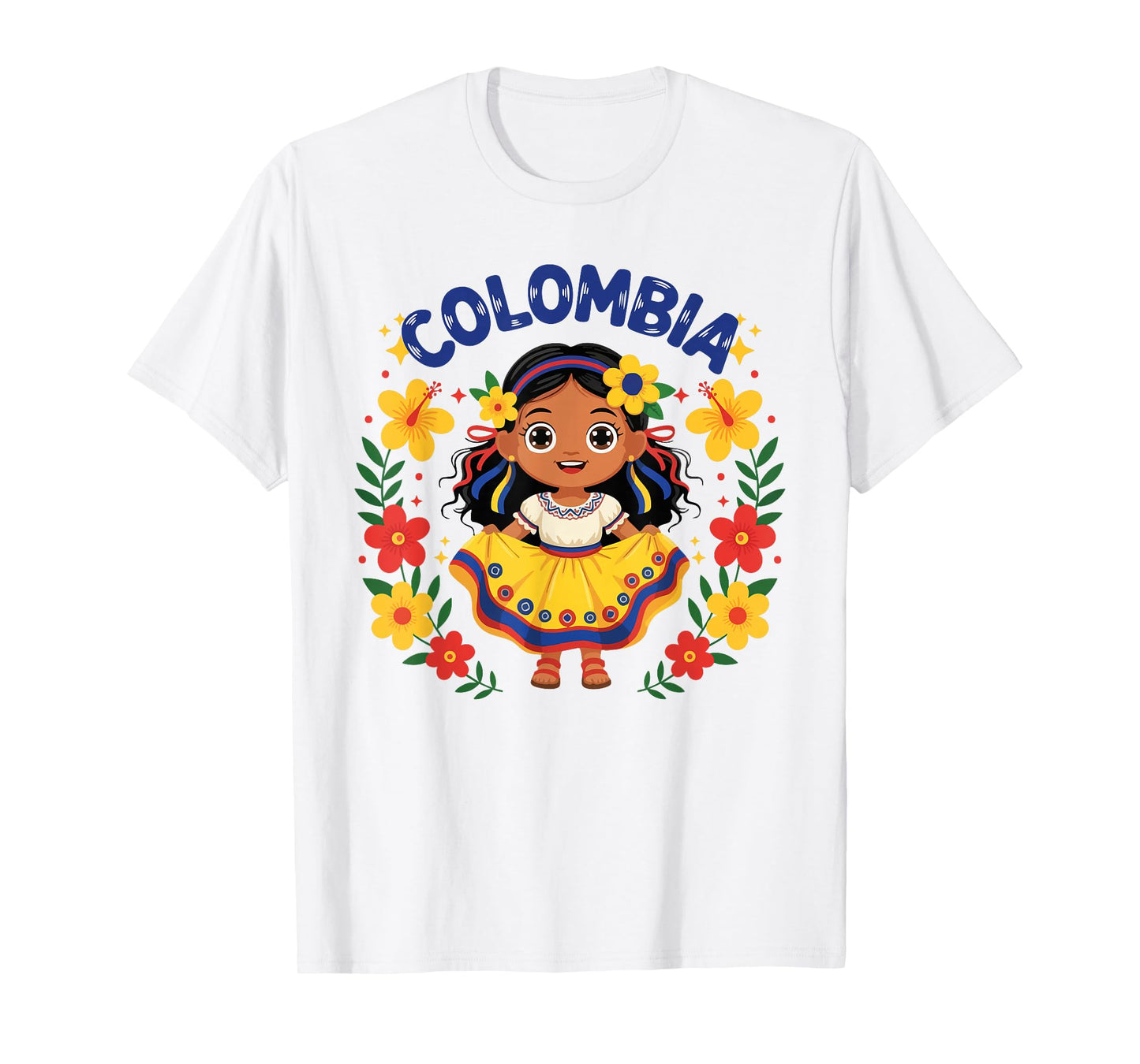 Colombia Colombian Girl Traditional Dress Flowers Heritage T-Shirt