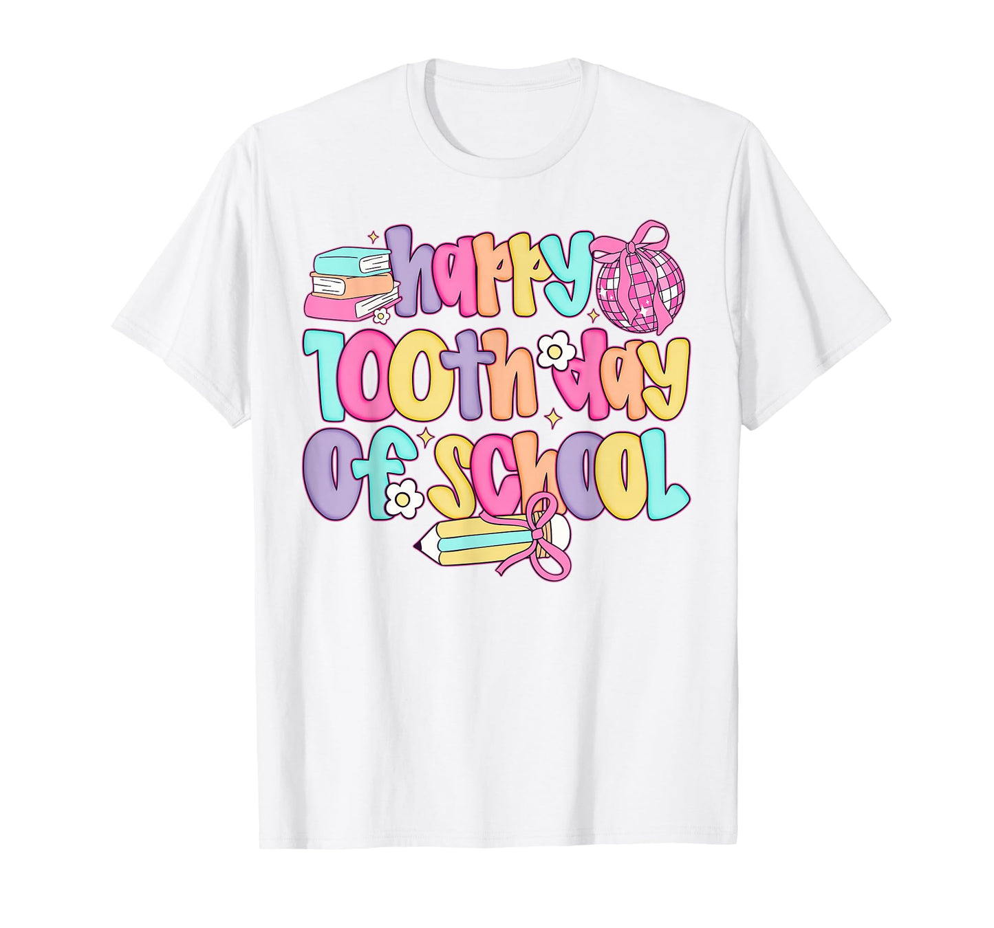 Happy 100th Day of School Teacher Student Pink Coquette Girl T-Shirt
