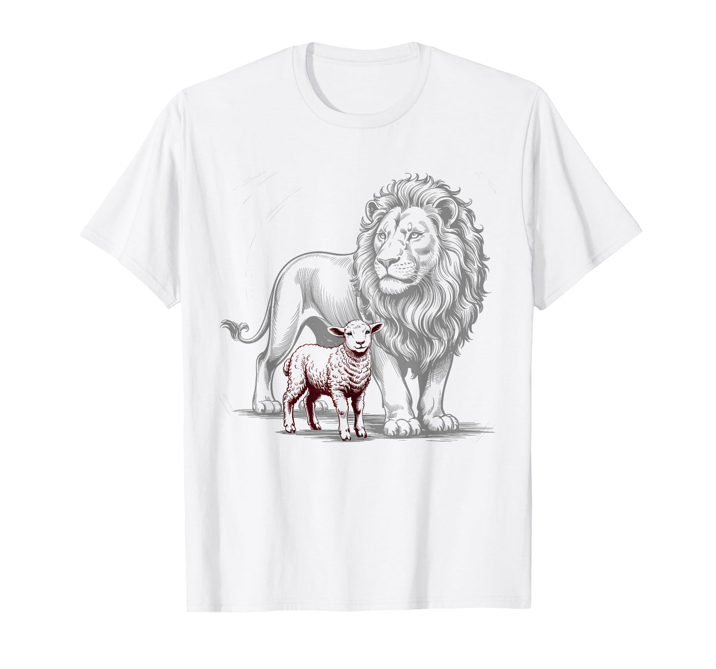 Vintage The Lion and The Lamb Sketch Christian Jesus T-Shirt