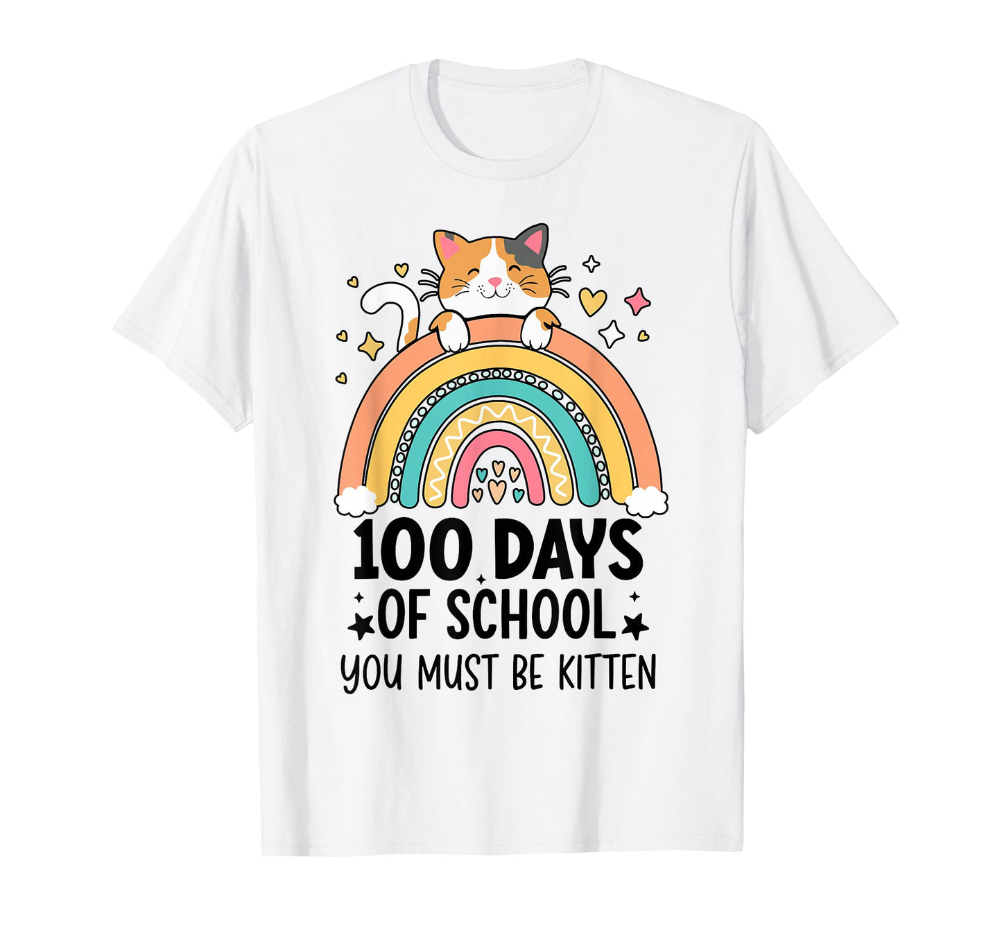 100 Day of School cat for Girls Kids Cat 100th Day of School T-Shirt