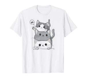 3 Funny Cats Cute Drawing Women Men Girl Boy Cat T-Shirt