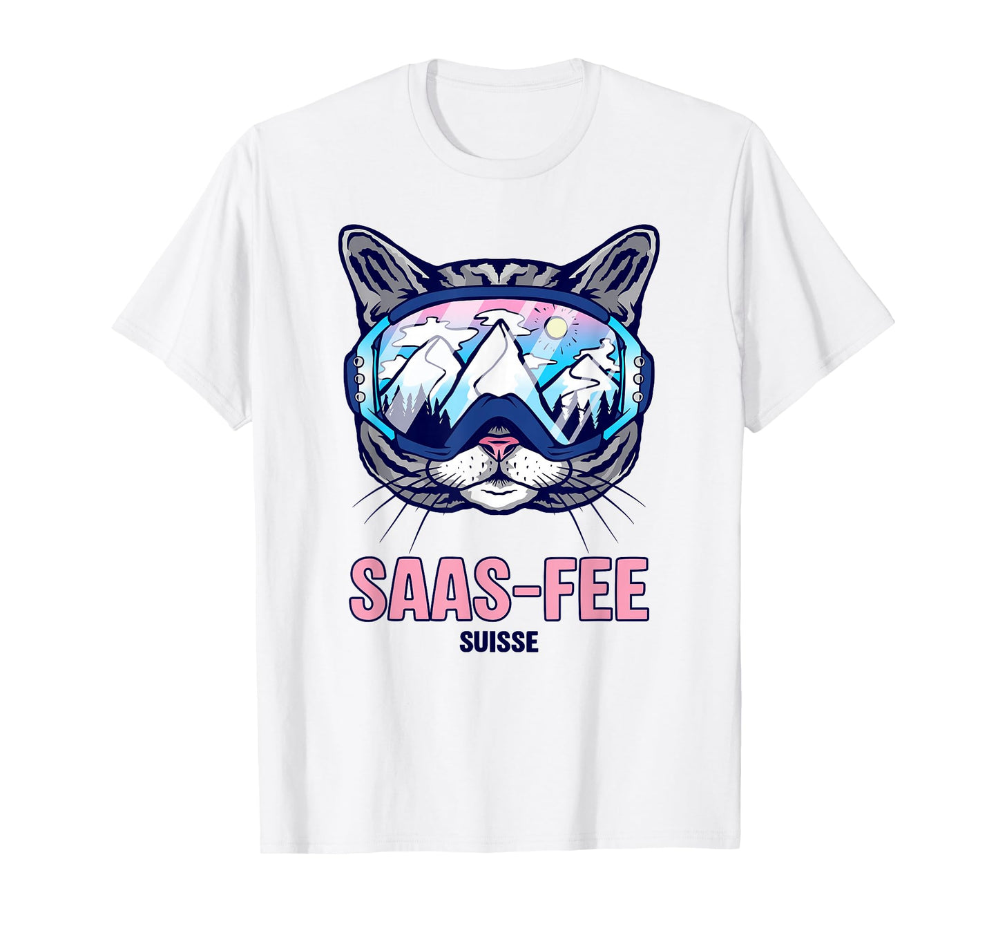 Cat Ski Goggles Mountain Panorama SAAS-Fee T-Shirt