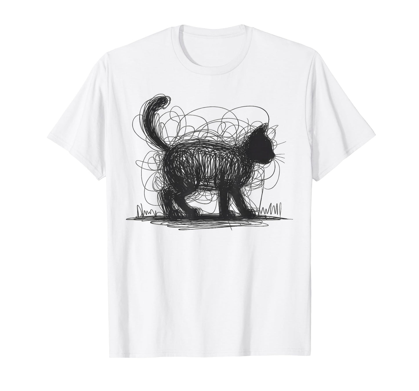 Abstract Cat Art Line T-Shirt