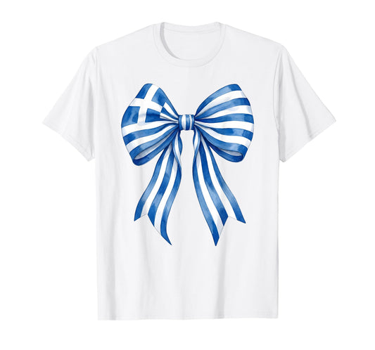 Greek Coquette Bow Koukla Greece Flag Cute Greek Girl T-Shirt