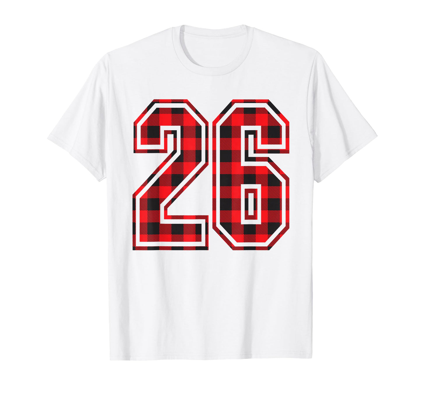 Cute Number 26 Christmas Red Plaid Pattern #26 Unform Jersey T-Shirt