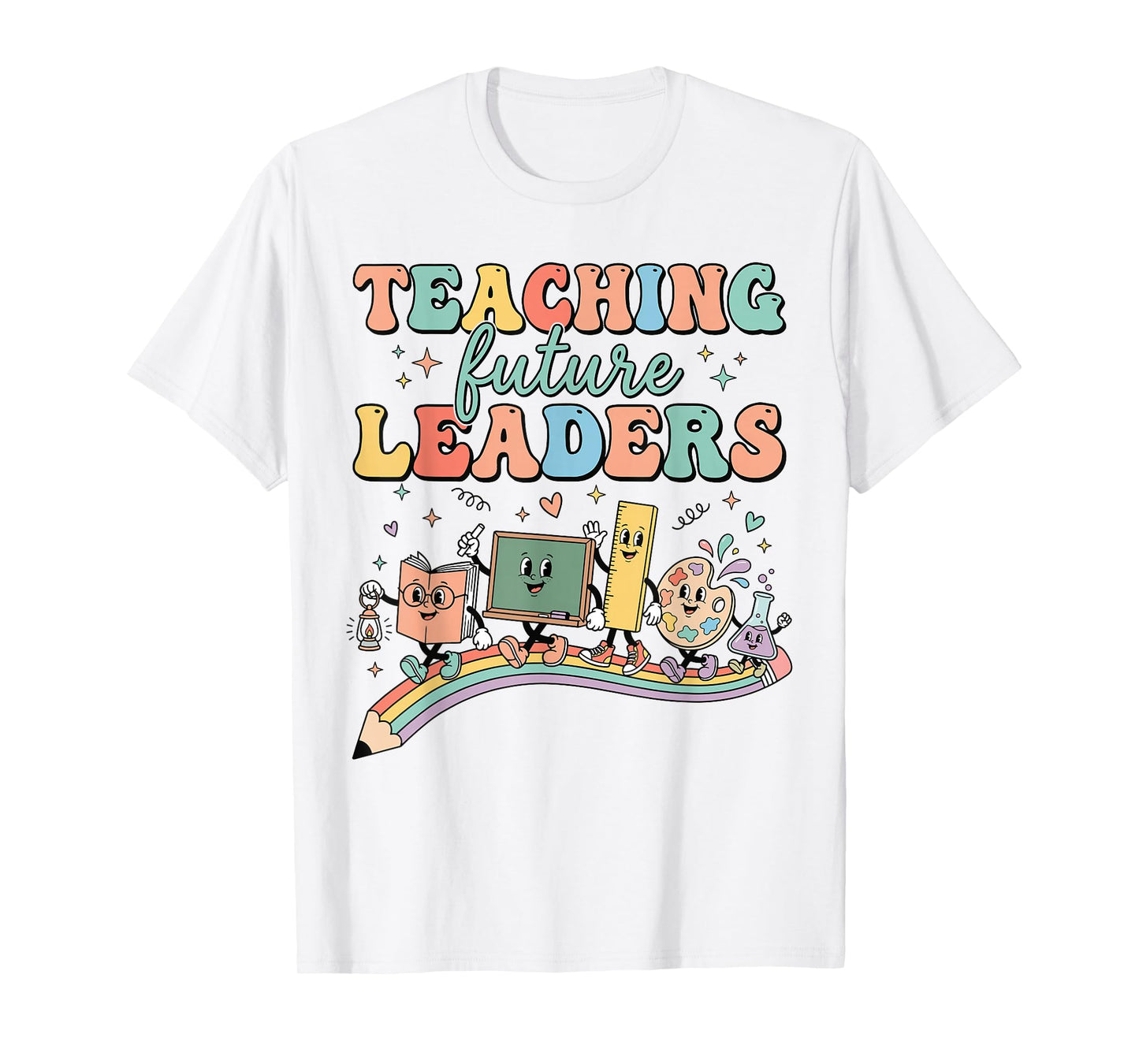 Retro Teaching Future Leaders Groovy Teacher Back to School T-Shirt