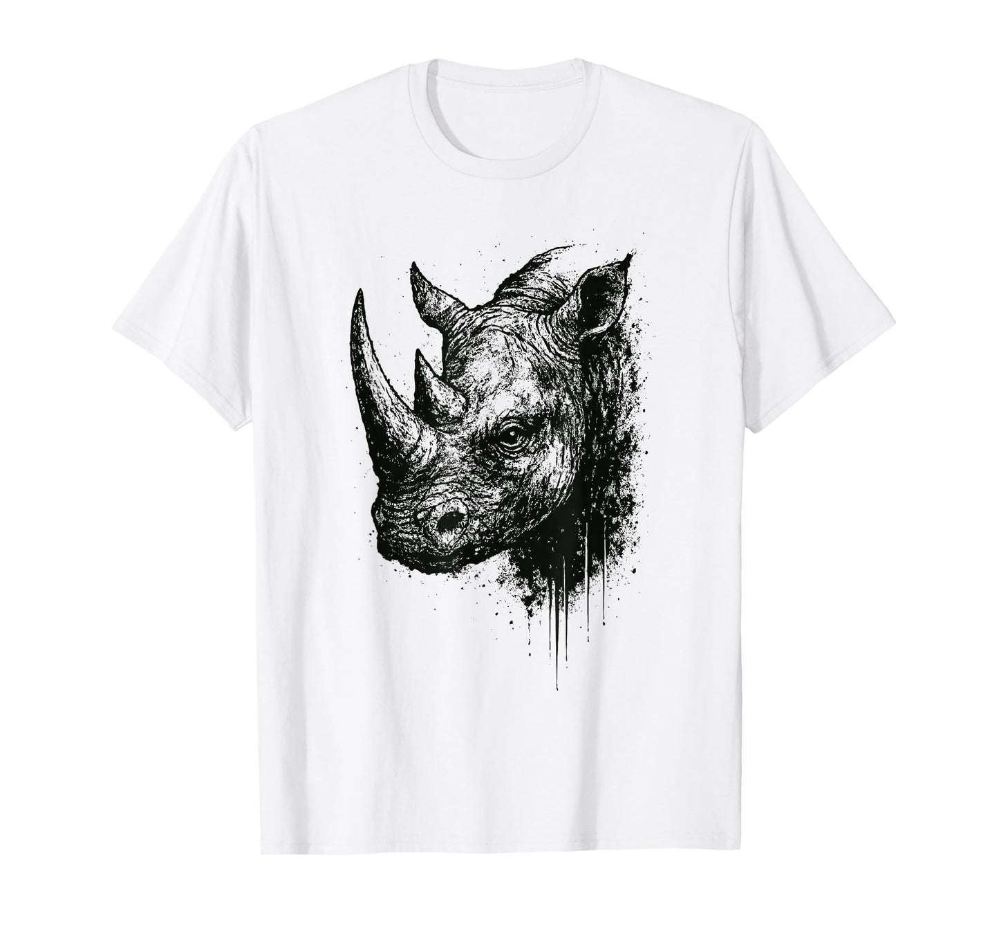 Rhino Ink Art Grunge Safari Wildlife Portrait Rhinocerus T-Shirt