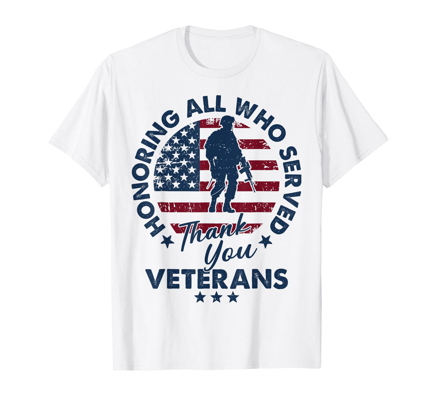 Honoring All Who Served Thank You Veterans Day American Flag T-Shirt