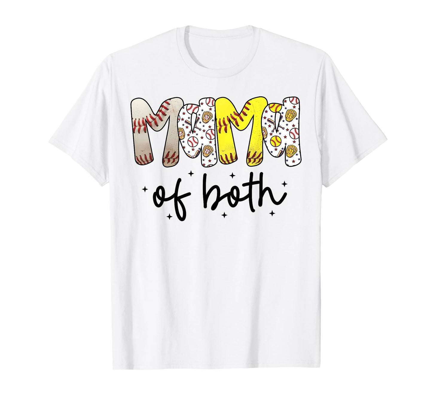 Mama of Both Baseball Softball Mom Women Mother's Day T-Shirt
