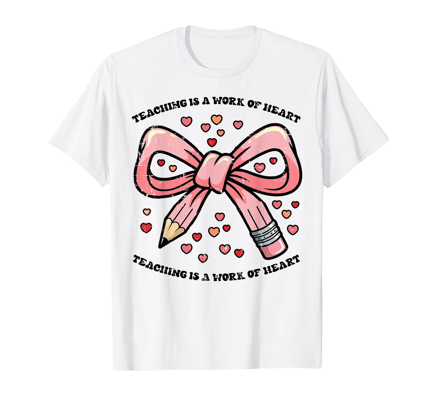 Valentines Day Teaching Work of Art Heart Bow Teacher Women T-Shirt