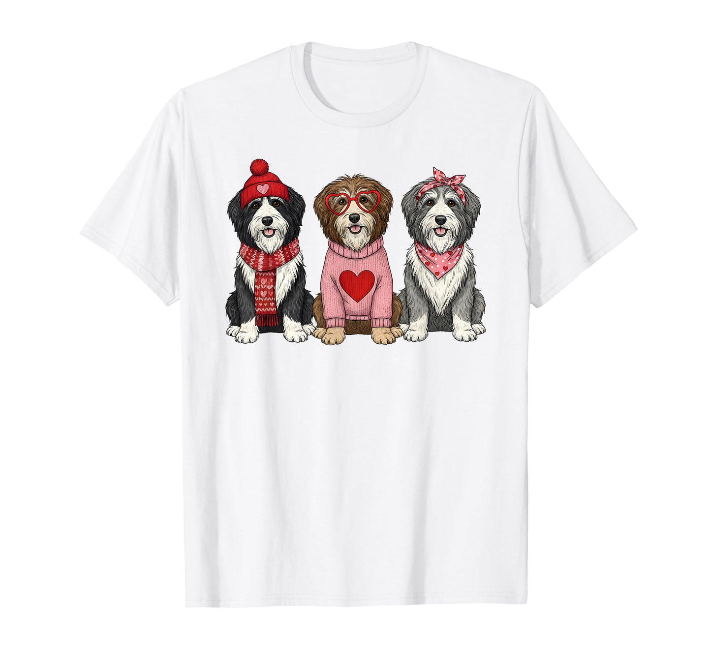 Cute Bearded Collie Valentine Dog T-Shirt