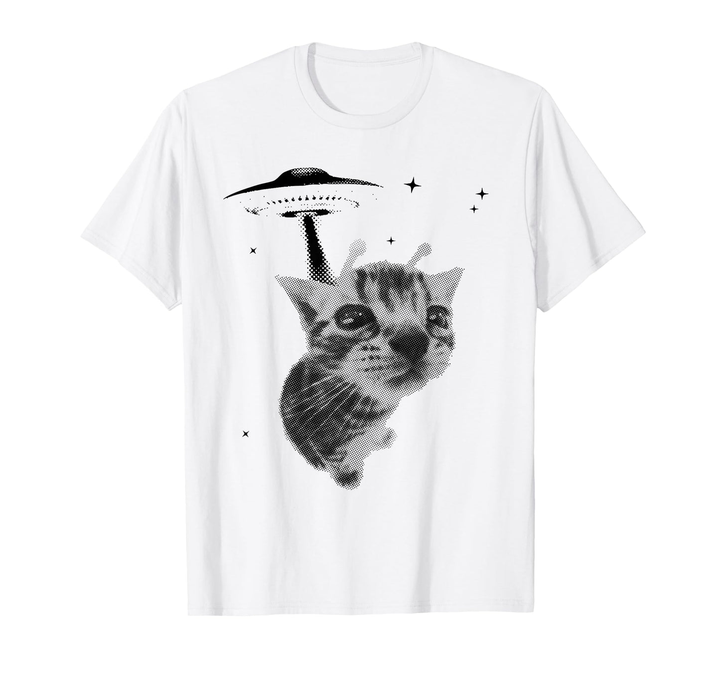 Funny Alien Cat Meme UFO Vintage Y2K Silly Cat Lovers T-Shirt