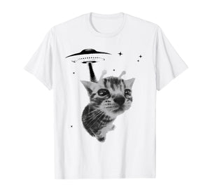 Funny Alien Cat Meme UFO Vintage Y2K Silly Cat Lovers T-Shirt