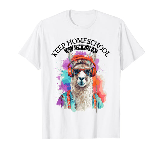 Keep Homeschool Weird Funny Llama Home Education Dad Mom Kid T-Shirt