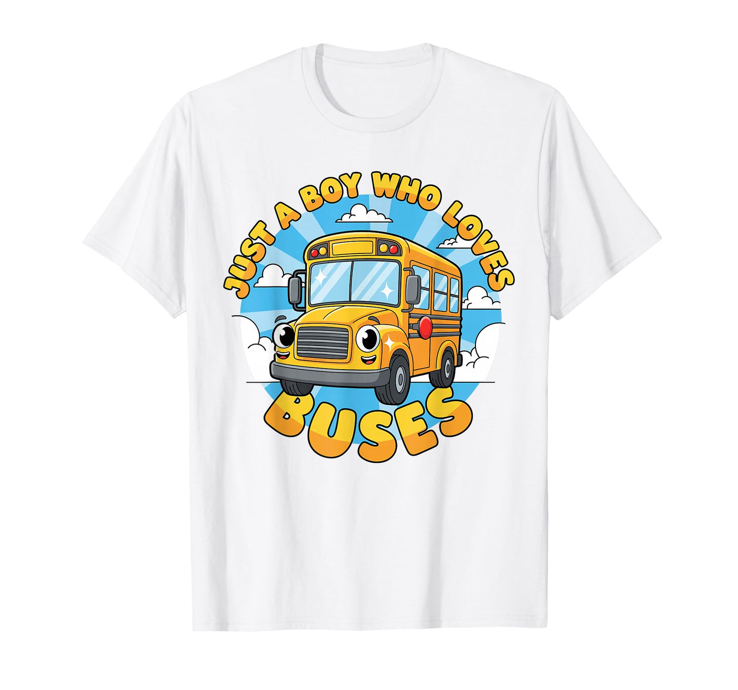 School Bus Lover Just a Boy Who Loves Buses for Kids Boys T-Shirt