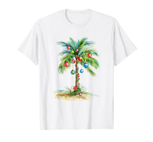 Christmas Palm Tree Light Hawaiian Tropical Xmas Men Women T-Shirt