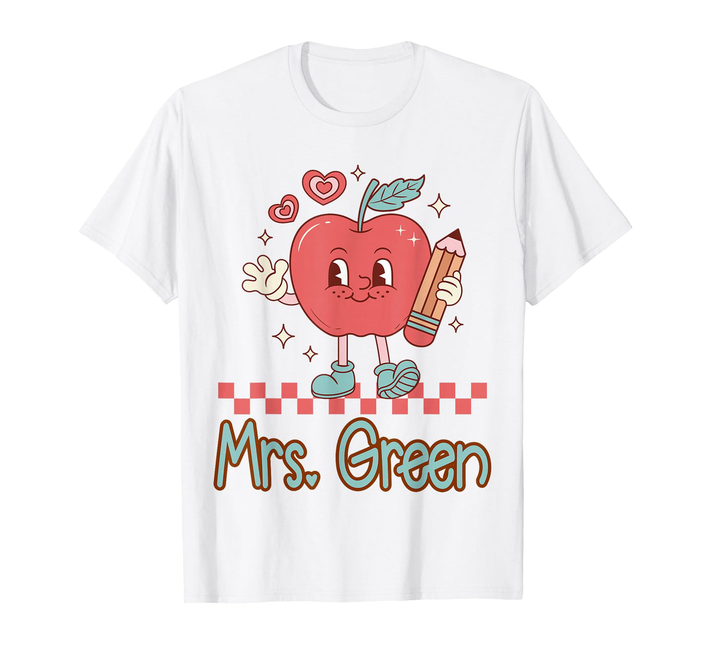 Mrs. Green Cute Retro Apple Pencil Teacher Design T-Shirt