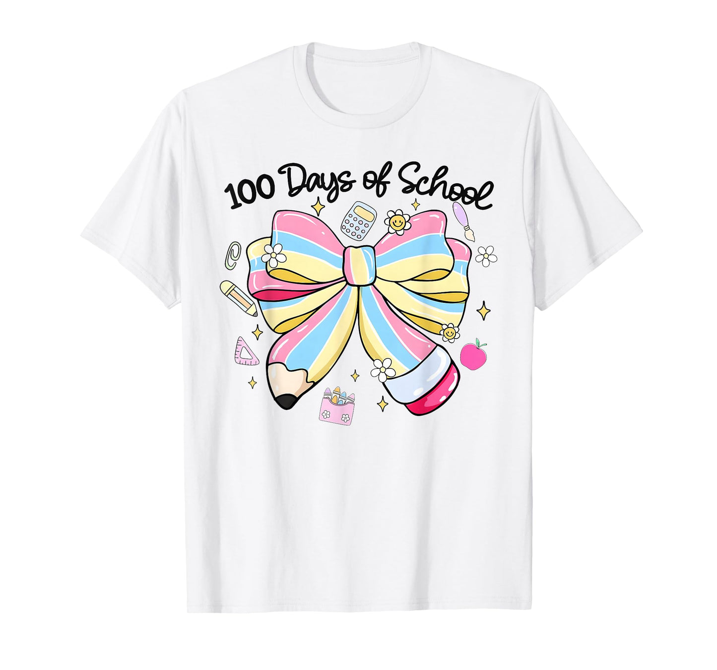 100 Days of School Coquette Bow Pencil 100 Days Teacher Kid T-Shirt