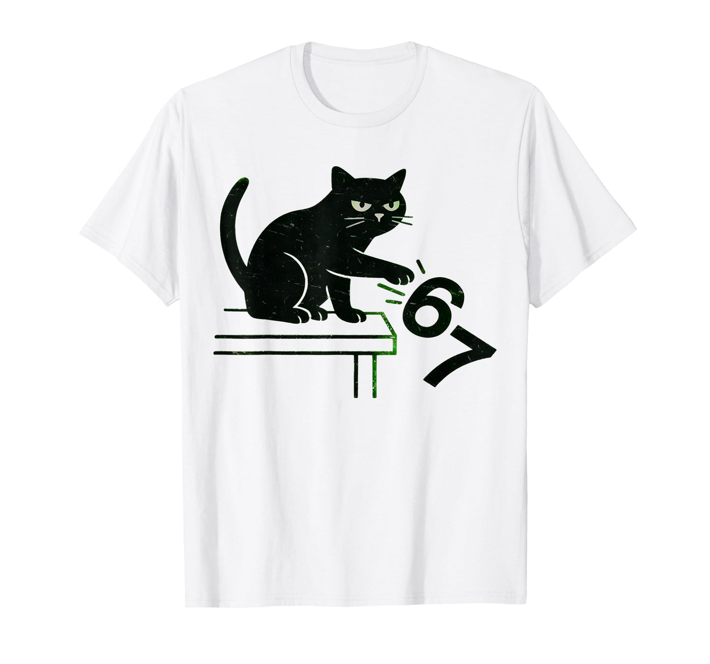 Six Seven Funny 6 7 Meme Cat Knocking Off 67 Funny Cat Funny T-Shirt
