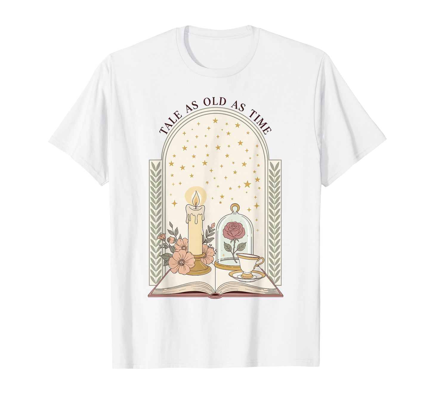 Tale As Old As Time Rose Candle and Book T-Shirt