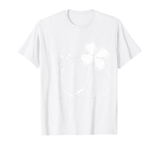 Cat Silhouette Shamrock St Patricks Day Kitten Lover Cat Mom T-Shirt