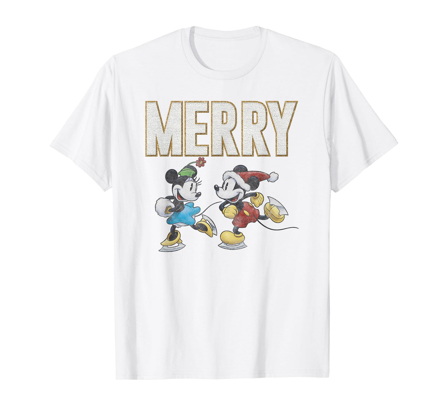 Disney Mickey and Friends Merry Christmas Ice Skating Duo T-Shirt
