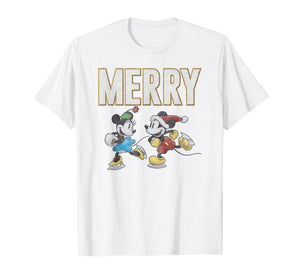 Disney Mickey and Friends Merry Christmas Ice Skating Duo T-Shirt