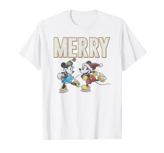 Disney Mickey and Friends Merry Christmas Ice Skating Duo T-Shirt