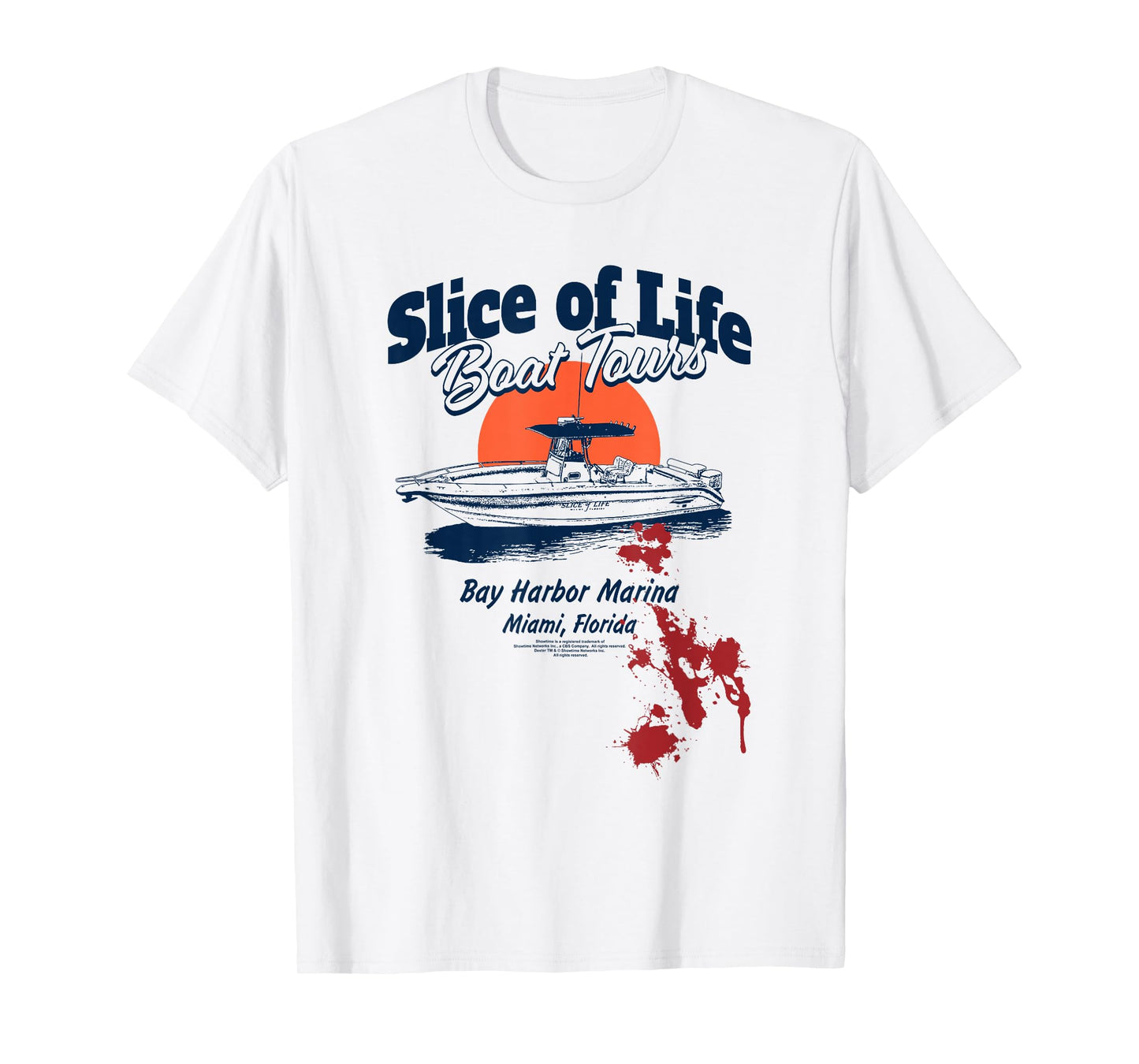 Dexter Bay Harbor Marina Boat Tours Blood Splatter TV Show T-Shirt