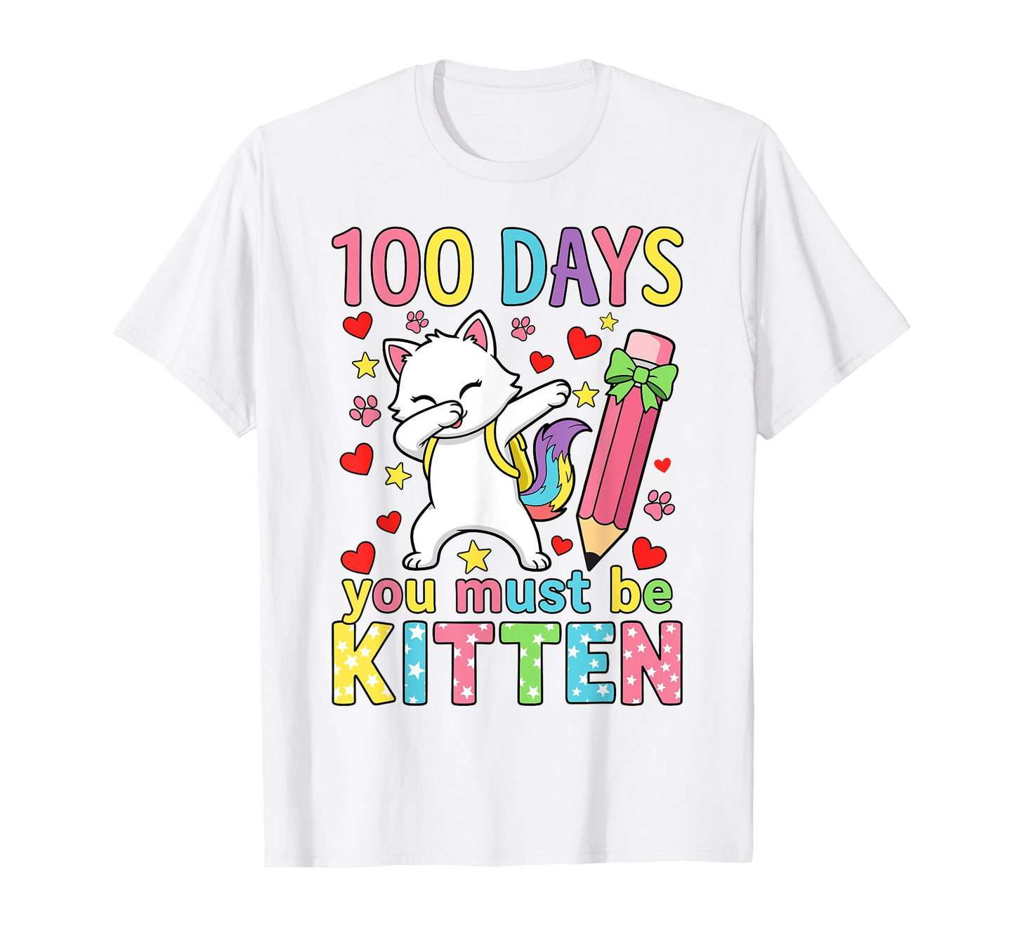Girls 100 Days of School Cat 100th Days of School Kids Girls T-Shirt
