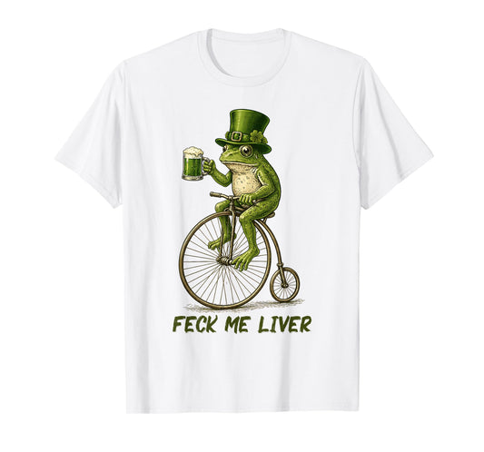 Funny Irish Frog Feck Me Liver St Patrick’s Day Drinking Tee T-Shirt