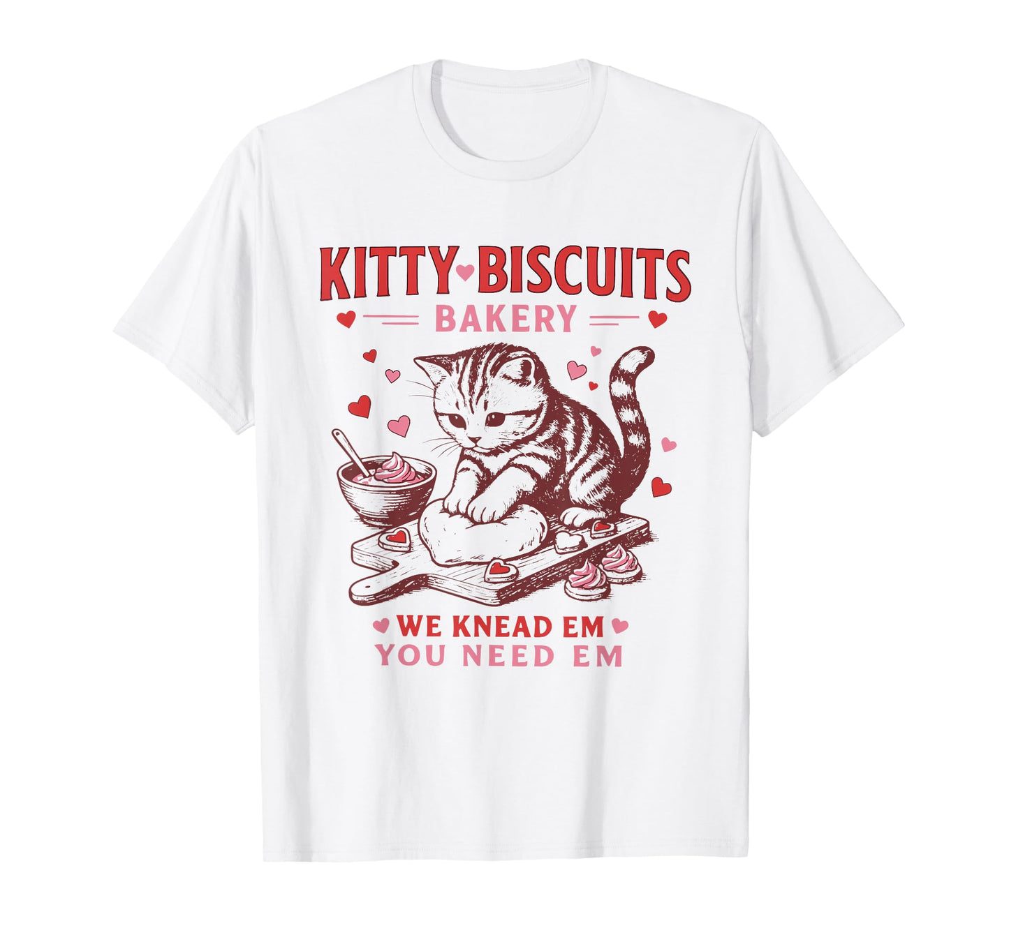 Kitty Biscuits Bakery Cat Lover Valentines Cat Baking Cookie T-Shirt