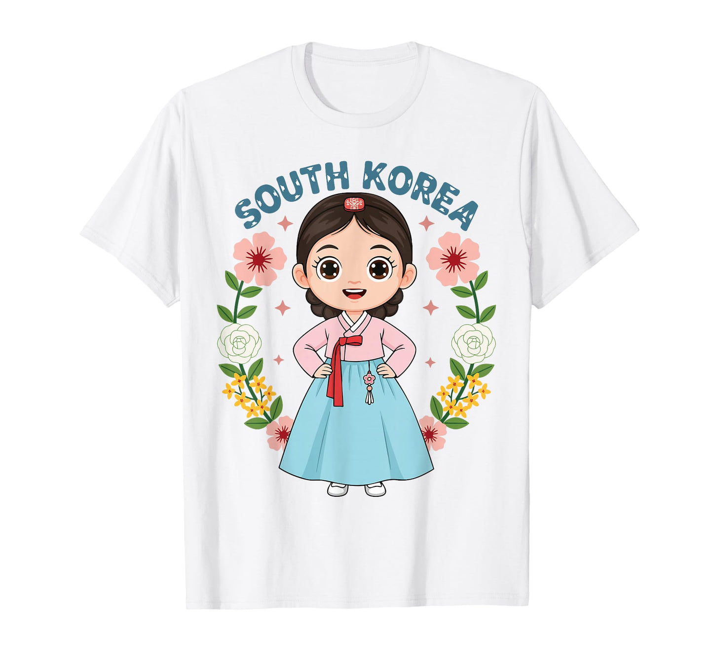 South Korea Korean Girl Traditional Dress Flowers Heritage T-Shirt
