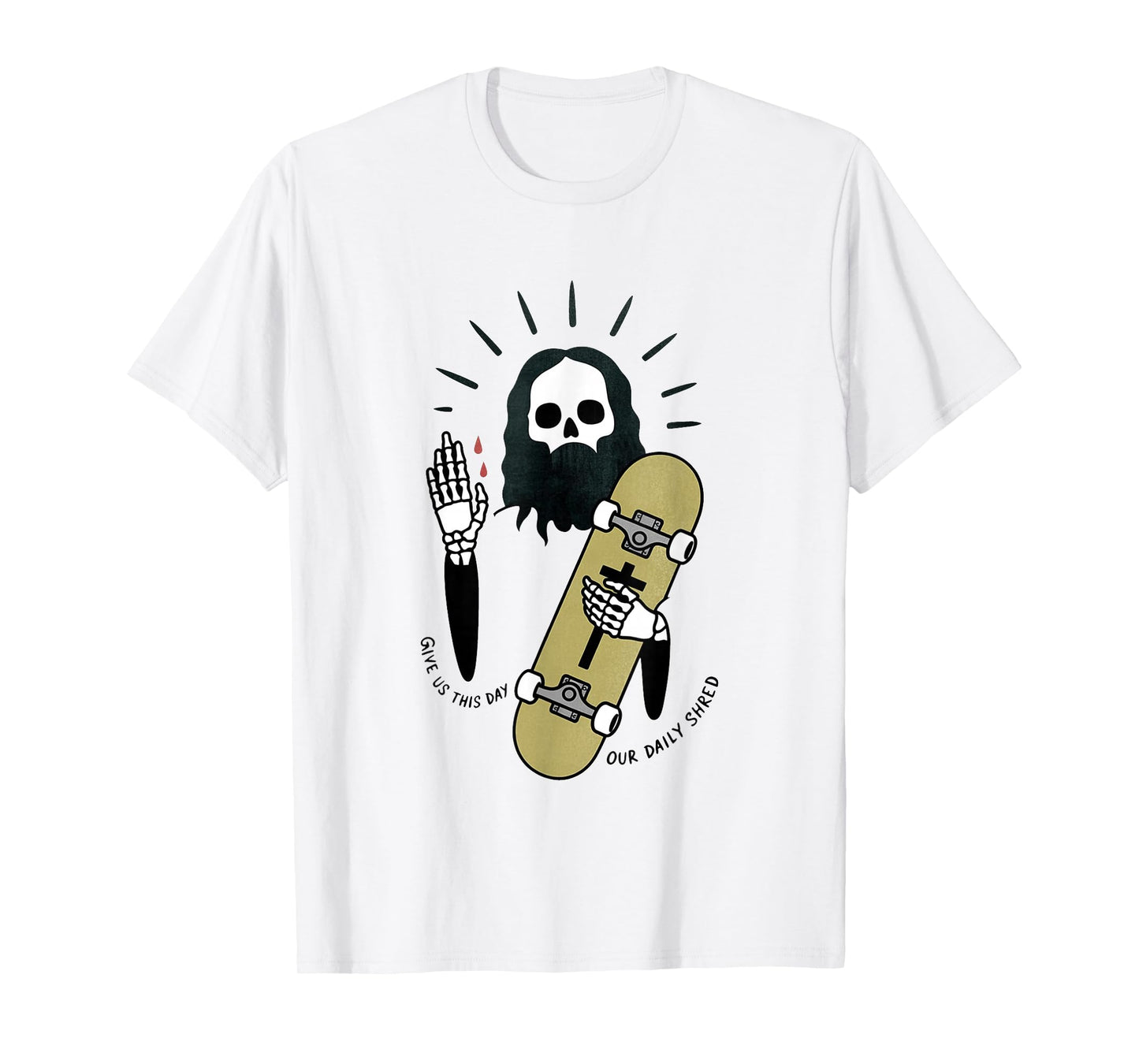 Skateboarding Jesus Funny Skate Sk8 Skateboarder Art T-Shirt