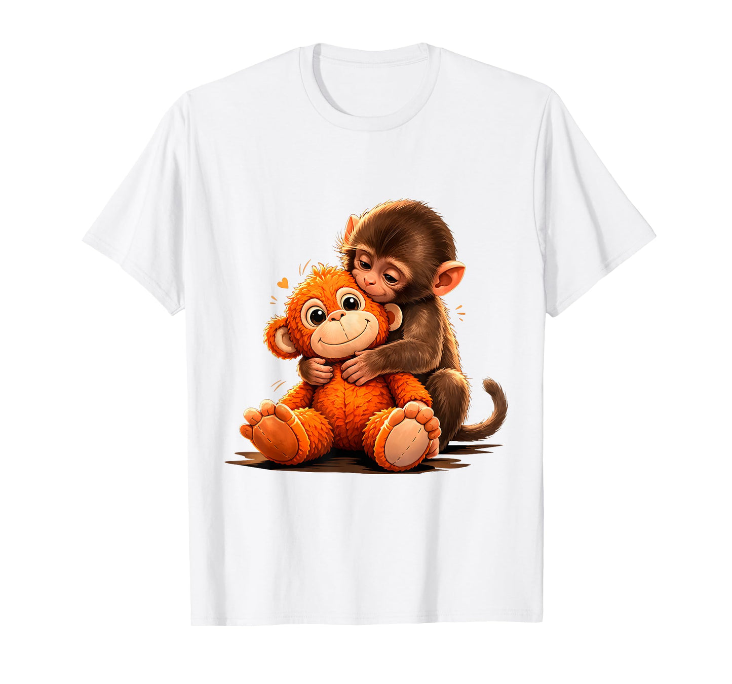 Cute Baby Punch Monkey Hugging Plush Toy T-Shirt