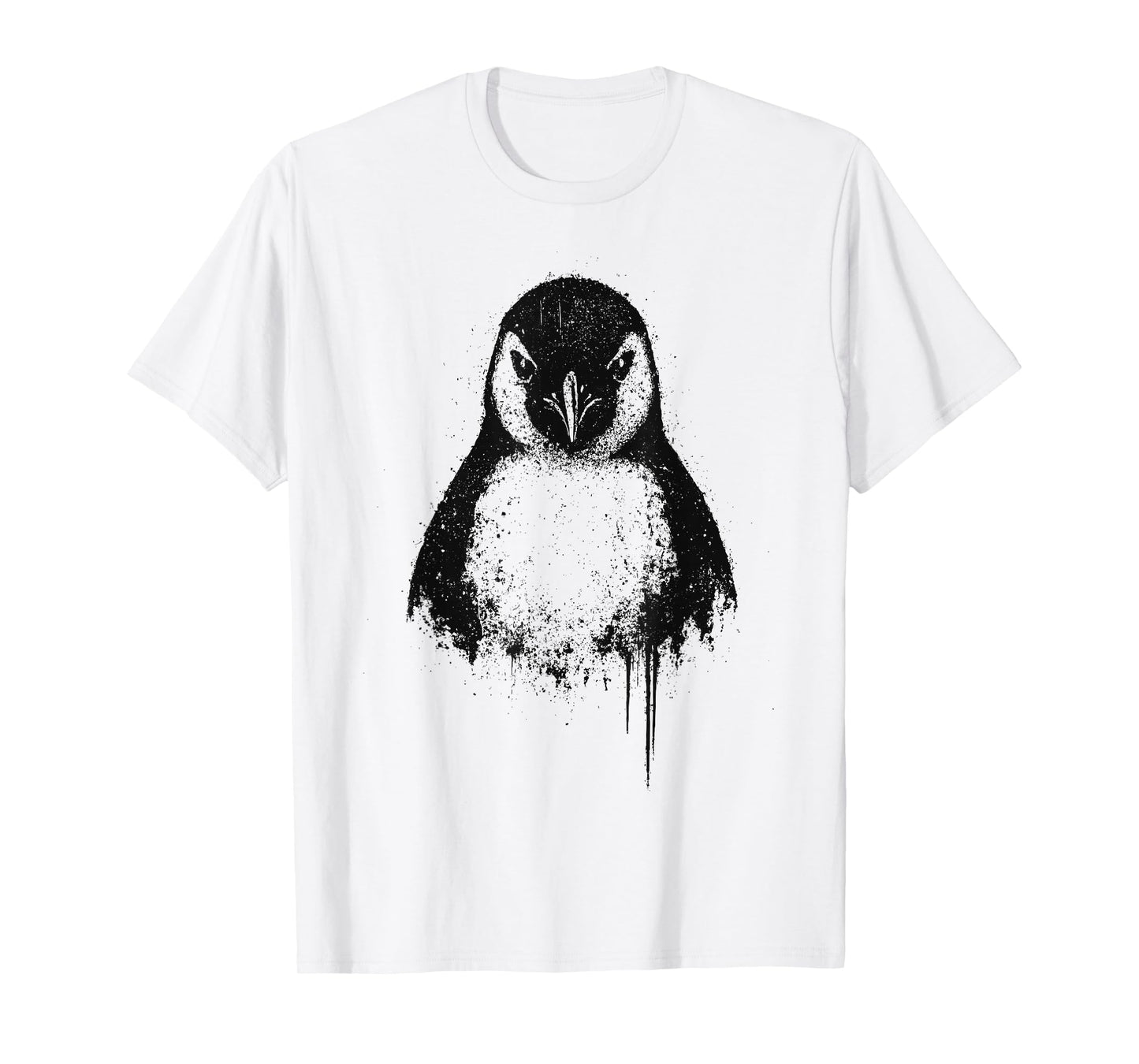 Penguin Ink Art Grunge Aesthetic Arctic Wildlife Portrait T-Shirt