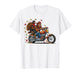 Funny Thanksgiving Turkey Motorcycle Bigfoot Chase Humor T-Shirt
