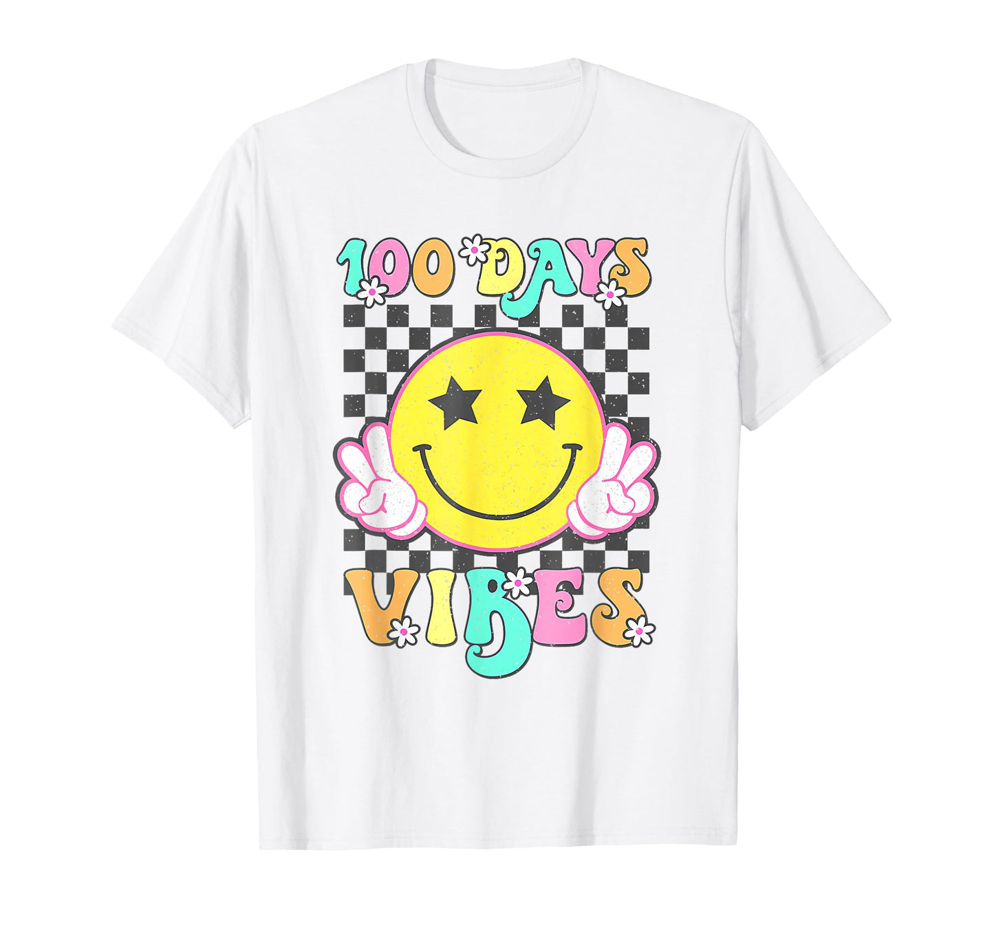 Cute 100 Days Vibes Smile Face 100 Days of School Teens Girl T-Shirt