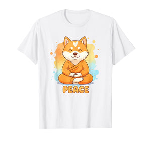 Peace Dog Walking Monks Minimalist Zen Art T-Shirt
